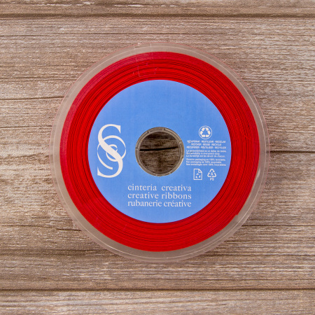 Косая бейка атласная 20 мм, 25 м, цвет 14, красный. Арт 6260-20мм-14            