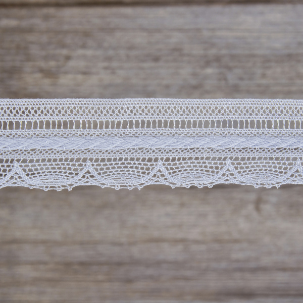 Мерсеризованное хлопковое кружево, 33 мм, цвет светло-голубой. Арт 2177/19
