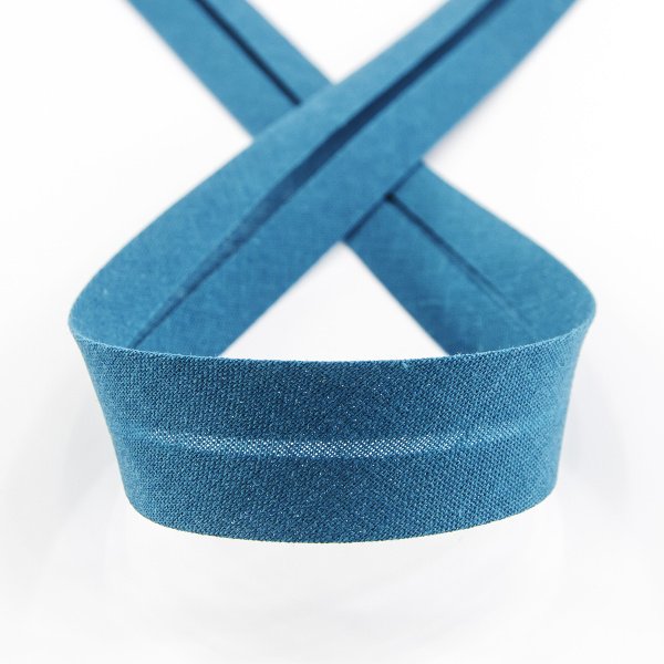 Косая бейка хлопок/полиэстер 20 мм, 25 м, цвет 79, морская волна. Арт 6120-20мм-79            