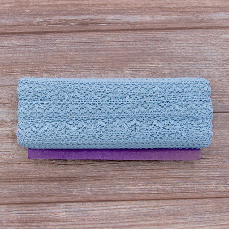 Мерсеризованное хлопковое кружево, 20 мм, цвет темно-голубой. Арт 3037/F4                 