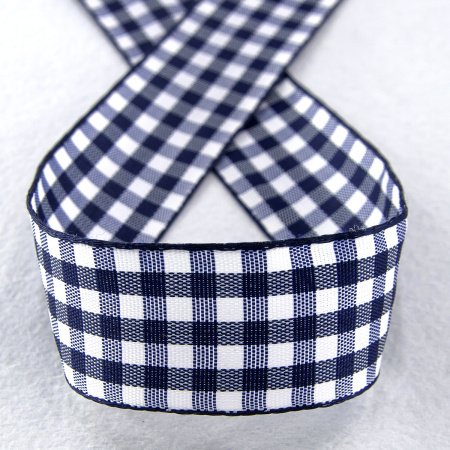 Лента с рисунком клетка SAFISA, 25 мм, 25 м, цвет 15, темно-синий. Арт 469-25мм-15             