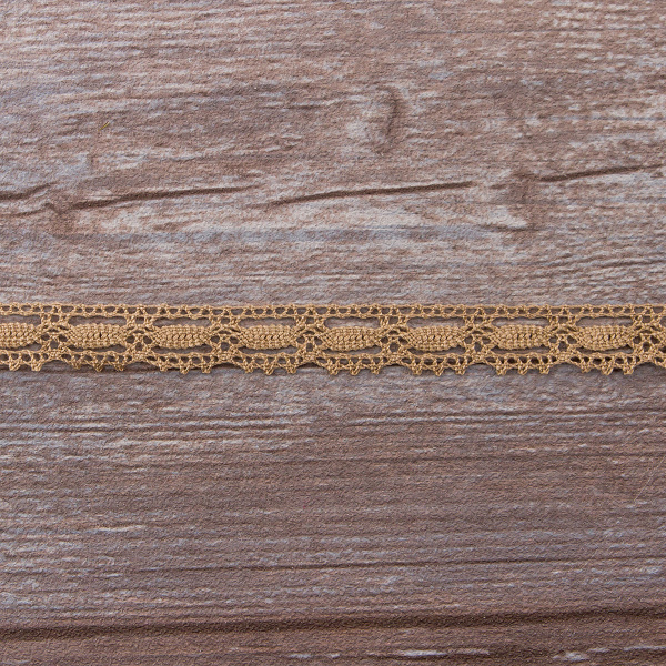 Мерсеризованное хлопковое кружево, 15 мм, цвет бежевый. Арт 1798/T3