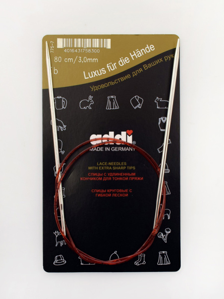 Спицы круговые с удлиненным кончиком, addiClassic Lace №3, 80 см. Арт 775-7/3-80