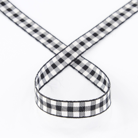 Лента с рисунком клетка SAFISA, 11 мм, 25 м, цвет 01, черный. Арт 469-11мм-01             