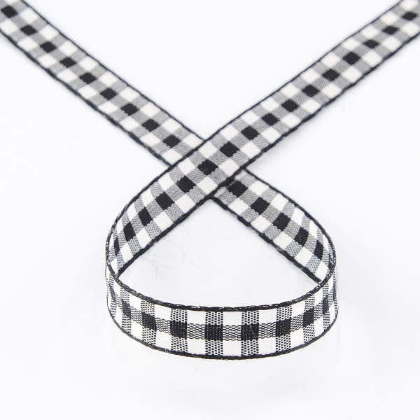 Лента с рисунком клетка SAFISA, 11 мм, 25 м, цвет 01, черный. Арт 469-11мм-01             