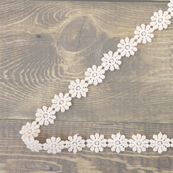 Кружево гипюр, 18 мм, цвет розовый, 100% полиэстер, 4,5 м. Арт 4GB762.308